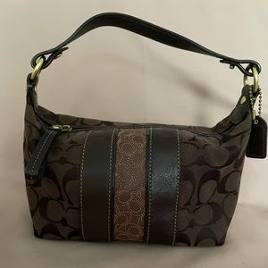 Authentic COACH Classic Canvas Bag w/ Leather trim